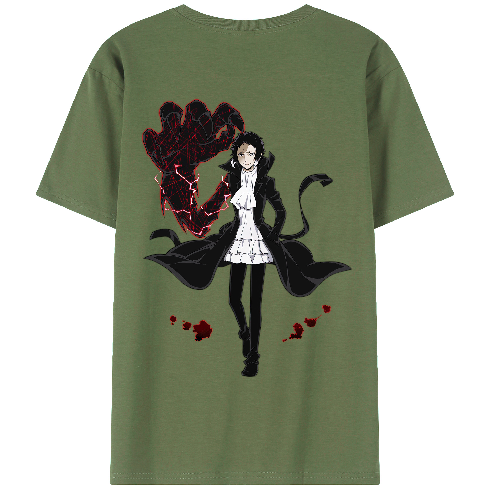（画像用） 文豪ストレイドッグス Bungo Stray Dogs 綿100％ メンズ半袖Tシャツ（バックプリント） 通気性